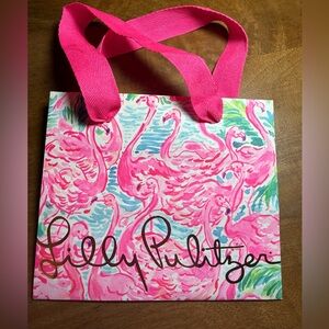 Lilly Pulitzer Small paper gift bag with pink flamingos